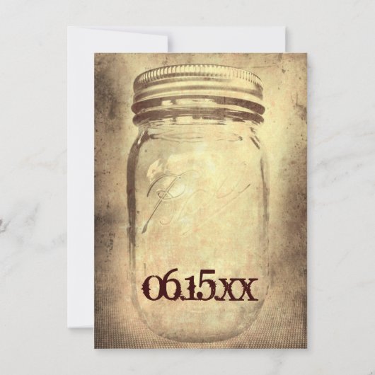 Mason Jar Rustic Country Wedding Invitations Kaart (Achterkant)