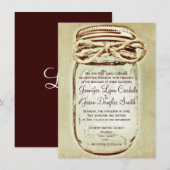 Mason Jar Rustic Country Wedding Invitations Kaart (Voorkant / Achterkant)