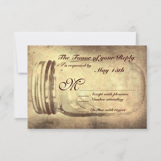 Mason Jar Rustic Country Wedding RSVP-kaarten RSVP Kaartje (Voorkant)