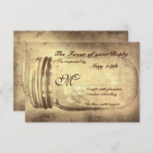 Mason Jar Rustic Country Wedding RSVP-kaarten RSVP Kaartje (Voorkant / Achterkant)
