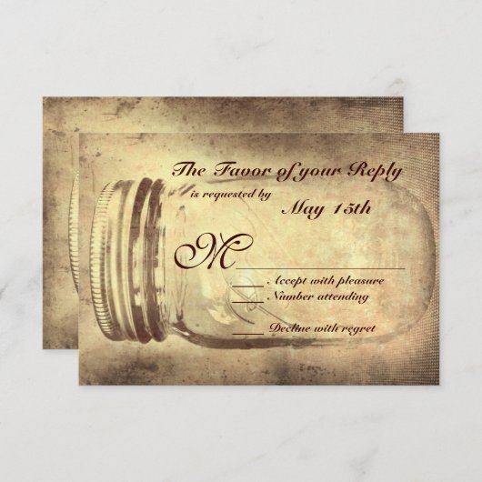 Mason Jar Rustic Country Wedding RSVP-kaarten RSVP Kaartje (Voorkant / Achterkant)
