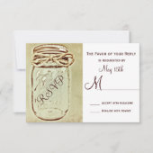 Mason Jar Rustic Country Wedding RSVP Reply Cards (Voorkant)