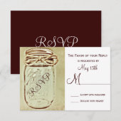 Mason Jar Rustic Country Wedding RSVP Reply Cards (Voorkant / Achterkant)