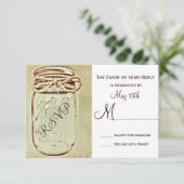 Mason Jar Rustic Country Wedding RSVP Reply Cards Kaartje (Staand voorkant)