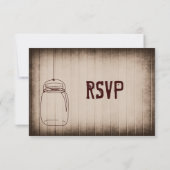 Mason Jar Rustic Country Wood Weddenschap RSVP-kaa RSVP Kaartje (Achterkant)