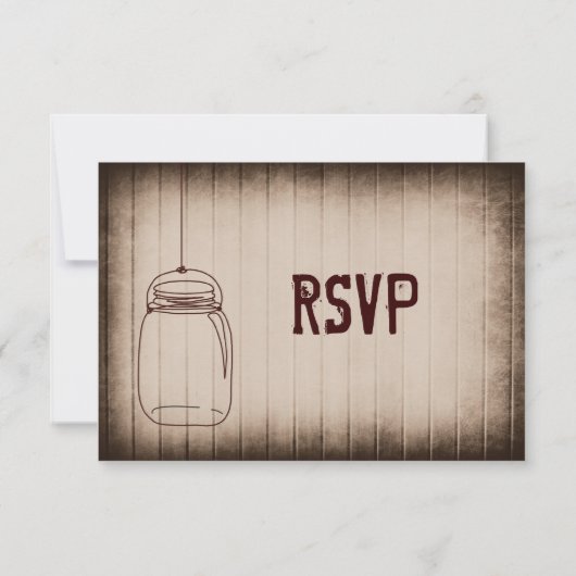 Mason Jar Rustic Country Wood Weddenschap RSVP-kaa RSVP Kaartje (Achterkant)