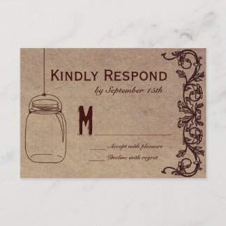 Mason Jar Rustic CountryWedding RSVP-kaarten RSVP Kaartje
