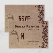 Mason Jar Rustic CountryWedding RSVP-kaarten RSVP Kaartje (Voorkant / Achterkant)