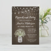 Mason Jar Rustic Floral Brunch thema Baby shower Kaart (Staand voorkant)
