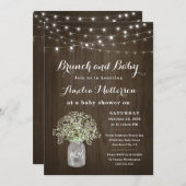 Mason Jar Rustic Floral Brunch thema Baby shower Kaart (Voorkant / Achterkant)