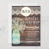 Mason Jar Rustic Houten Bruiloft Uitnodiging (Voorkant)