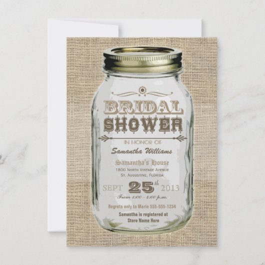 Mason Jar Rustic Kijk Vrijgezellenfeest Kaart (Voorkant)