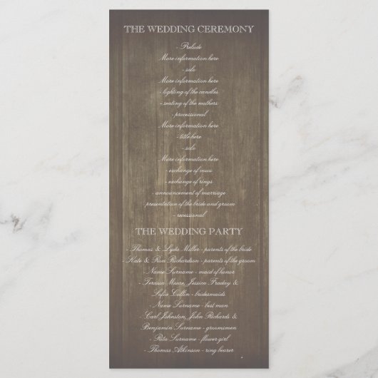 Mason Jar Rustic Lights Barn Wedding Programma's (Achterkant)