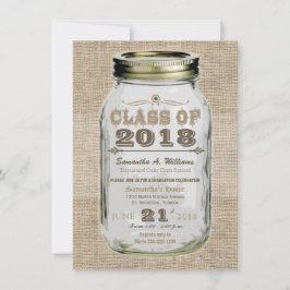 Mason Jar Rustic Look Burlap Afstuderen Kaart