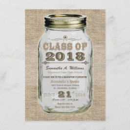 Mason Jar Rustic  Look Burlap Afstuderen Kaart