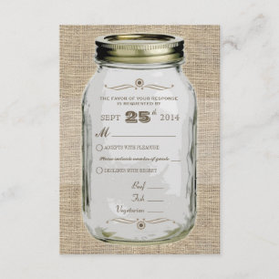 Mason Jar Rustic look Custom RSVP Kaartje