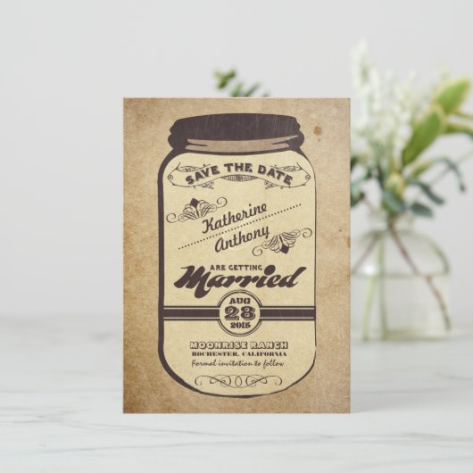 Mason Jar Rustic Save the Date (Staand voorkant)