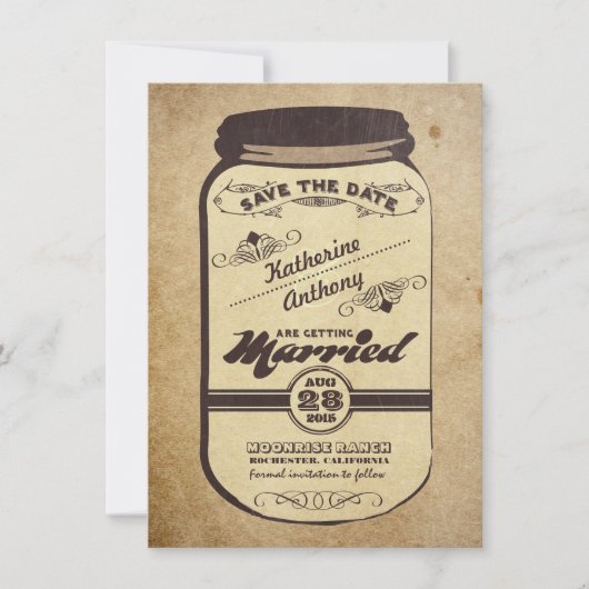 Mason Jar Rustic Save the Date (Voorkant)