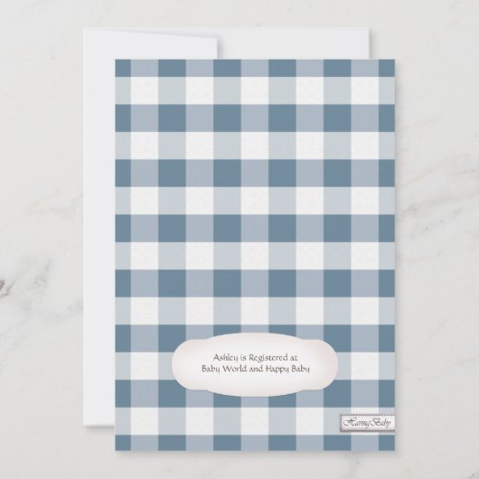 Mason Jar Rustic Stars Blue Gingham Baby shower Kaart (Achterkant)