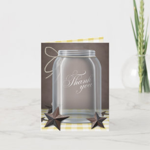 Mason Jar Rustic Stars Gele Bedankkaartjes Bedankkaart