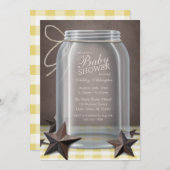 Mason Jar Rustic Stars Gingham Baby shower Kaart (Voorkant / Achterkant)