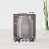 Mason Jar Rustic Stars Paarse Dank je kaarten (Voorkant)