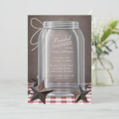 Mason Jar Rustic Stars Red Gingham Vrijgezellenfee Kaart (Staand voorkant)