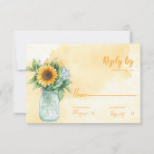 Mason Jar Rustic Sunflower Country Wedding Reply RSVP Kaartje (Achterkant)