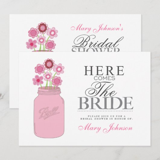 Mason Jar Rustic Vrijgezellenfeest Party Card Kaart (Voorkant / Achterkant)