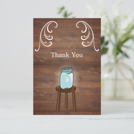 Mason Jar Rustic Wedding Bedankkaart (Staand voorkant)