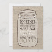 Mason Jar Rustic Wedding Invitation - White Beige Kaart (Voorkant)