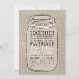 Mason Jar Rustic Wedding Invitation - White Beige Kaart