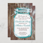 Mason Jar Rustic Wood Bachelorette Party Invites Kaart (Voorkant / Achterkant)