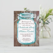 Mason Jar Rustic Wood Bachelorette Party Invites Kaart (Staand voorkant)