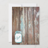 Mason Jar Rustic Wood Bachelorette Party Invites Kaart (Achterkant)