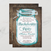 Mason Jar Rustic Wood Bachelorette Party Invites Kaart (Voorkant / Achterkant)
