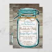Mason Jar Rustic Wood Bachelorette Party Invites Kaart (Voorkant / Achterkant)