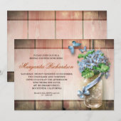 Mason Jar Rustic Wood Bloemen vrijgezellenfeest Ui Kaart (Voorkant / Achterkant)