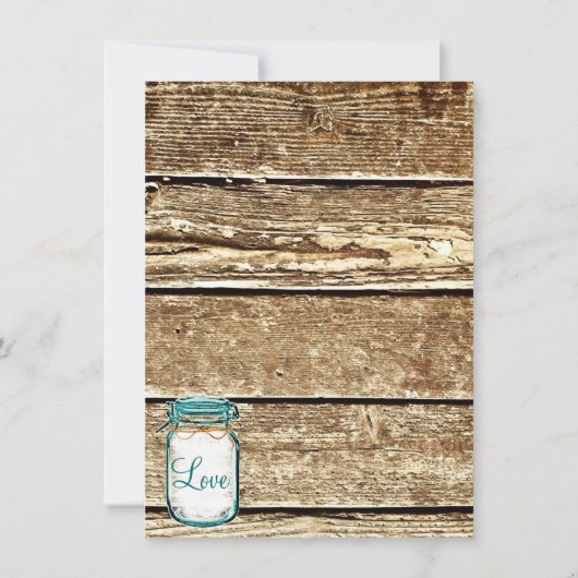 Mason Jar Rustic Wood Rehearsal Dinner Invitations Kaart (Achterkant)