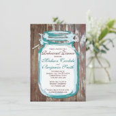 Mason Jar Rustic Wood Rehearsal Dinner Invitations Kaart (Staand voorkant)