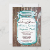 Mason Jar Rustic Wood Rehearsal Dinner Invitations Kaart (Voorkant)