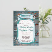 Mason Jar Rustic Wood Rehearsal Dinner Invitations Kaart (Staand voorkant)