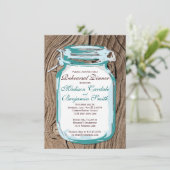 Mason Jar Rustic Wood Rehearsal Dinner Invitations Kaart (Staand voorkant)