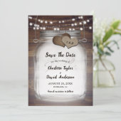 Mason Jar Rustiek Land Hout Bruiloft Save The Date (Staand voorkant)