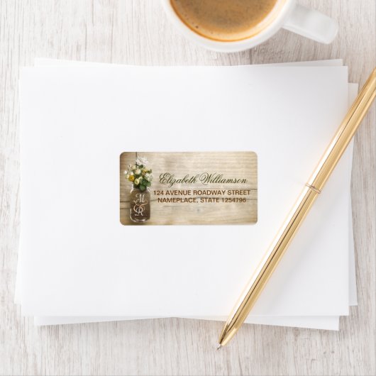 Mason Jar rustieke adresetiketten voor bruiloften Etiket (Insitu)