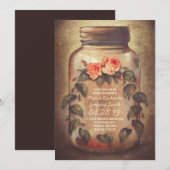 Mason Jar rustieke bruiloft uitnodigingen (Voorkant / Achterkant)