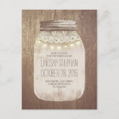 Mason Jar Rustieke Lace & Lights Save The Date Aankondigingskaart (Voorkant)