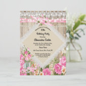 Mason Jar Rustieke Parel Snoer Lichtjes Bloem Roze Kaart (Staand voorkant)