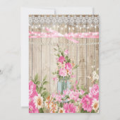 Mason Jar Rustieke Parel Snoer Lichtjes Bloem Roze Kaart (Achterkant)