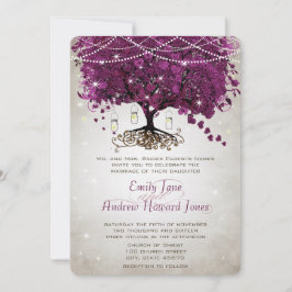 Mason Jar Sangria Heart Leaf Firefly Tree Wedding Kaart